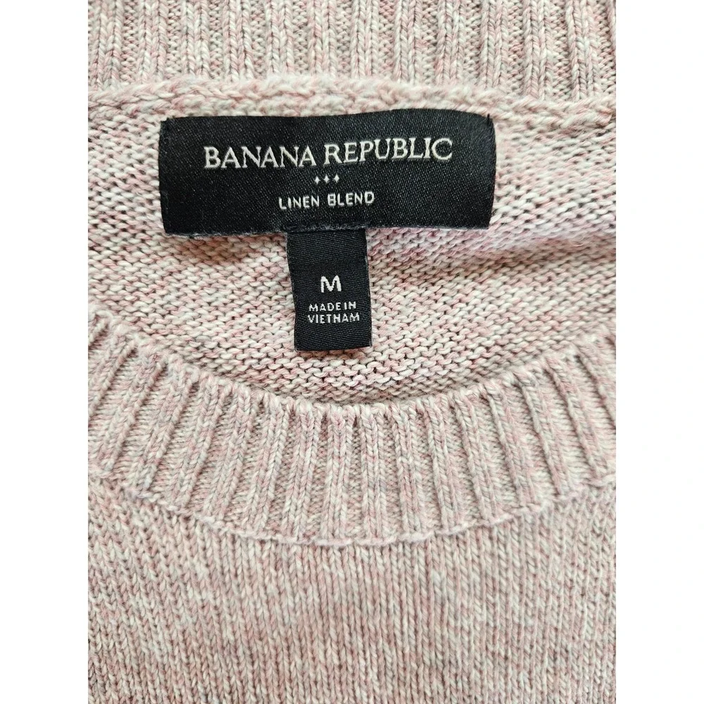 Banana Republic Mens Linen Blend Crewneck Sweater Pink M